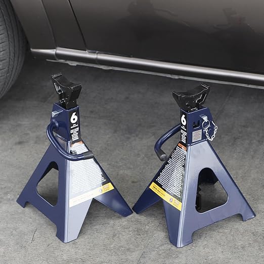Big RED Jack Stands 6 Ton with Double Locking, 14.2-23.8 inch Adjustable Height for Lifting Cars, SUV, Van, 12000 lb Capacity, 1 Pair