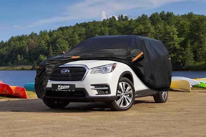 Kayme 7 Layers SUV Car Cover Custom Fit for Subaru Ascent (2018-2025) Waterproof All Weather for Automobiles,Outdoor Full Cover Rain Sun UV Protection.Black