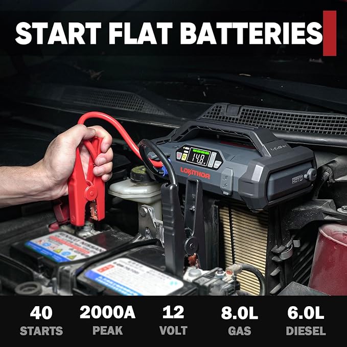 LOKITHOR JA301 2000Amp Jump Starter with 150PSI Air Compressor and JA Bag EVA Protection Case for JA300/JA301/JA302/JA400/JA401/JA3000 Jump Starter with air Compressor