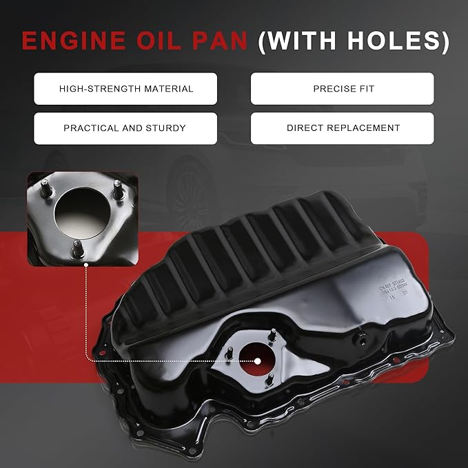 06J103600AF 06J103600BF Lower Engine Oil Pan Sump with Drain Plug Compatible with VW Jetta Passat Tiguan Eos CC Beetle Arteon Golf Audi A3 S3 Q3 TT Skoda Seat 1.8L 2.0L