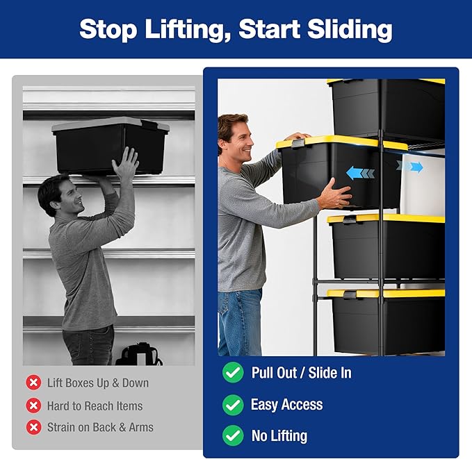 WORKPRO 5-Tier Tote Storage Rack, Heavy-Duty 27 Gallon Tote Storage Rack, 525 LBS Storage Bin Rack for Garage, Pantry, Kitchen, or Basement, Black, 30.5"x22.5"x69", 1 Pack