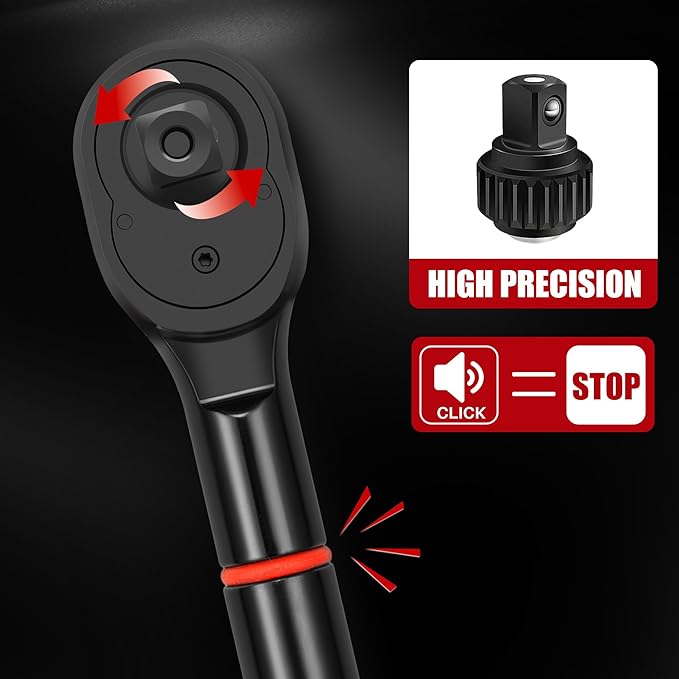 1-Inch Drive Click Torque Wrench - 200-1300 Ft-Lb/271-1762.5Nm, Dual-Direction Adjustable 24 Tooth Torque Wrench, Accuracy 3% for Car, Truck, Tractor, Maintenance and Product Assembly