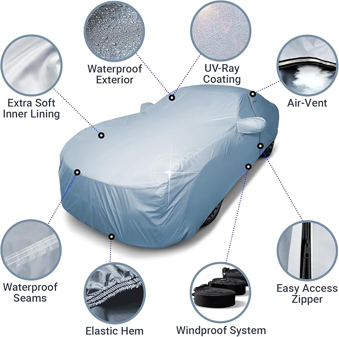 iCarCover Premium Car Cover for 1980-1992 Mercedes-Benz 230TE Wagon Heavy Duty Waterproof All-Weather Automobiles Custom Fit Indoor Outdoor UV Snow Protection Covers with Straps and Bag