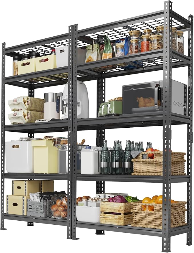 Garage Shelving 2200 LBS Storage Shelves Adjustable Metal Shelving Unit Heavy Duty 5 Tier Metal Shelves for Garage Kitchen Pantry Warehouse Basement, 36" W × 16" D × 72" H, 2 Pack