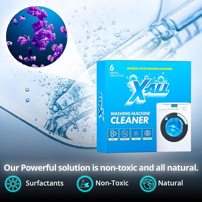 X-ALL Washing Machine Cleaner – Deep Cleaning Tablets, Cleans and refreshes the interior, Limescale and Mineral-Buildup – Deep Cleans Dirt for HE, Front Load & Top Load Washers