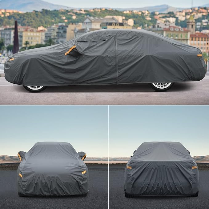 16 Layers Hatchback Car Cover Waterproof All Weather, Universal Fit vw Golf, Honda Fit, Mazda 3, Toyota Corolla, Ford Fiesta/Focus, Nissan Leaf, Mini Clubman etc.