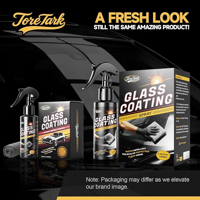 Car Ceramic Glass Coating Spray,Automotive Windshield Rain Repellent Glass Polish Protect, Long-Lasting Quick Dry Coat (3.38 fl oz +Towel)