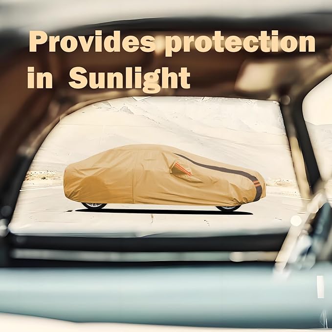 Prius Car Cover Waterproof All Weather Compatible with Toyota Prius 2004-2024, Outdoor Heavy Duty Anti-UV Car Covers Rain Sun Snow Protection with Zipper and Windproof Buckle