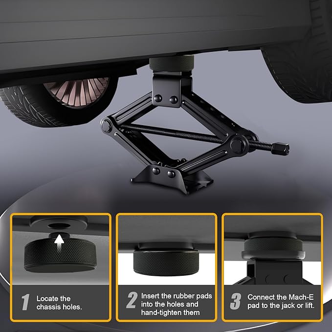 4PCS Jack Pads for Mach-E, Compatible with Ford Mustang Mach E 2021-2025, Rubber Pinch Weld Jack Pad Adapter, Lift & Jack Stand Support with Non-Slip Design & Storage Bag