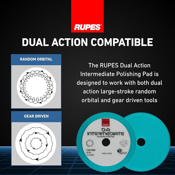RUPES 9.DA100B Pack of 48 Light Blue D-A Intermediate Foam Polishing Pads 100mm | Ideal for Paint Correction| Improves Finishing Performance | Compatible with 4" Backing Plate