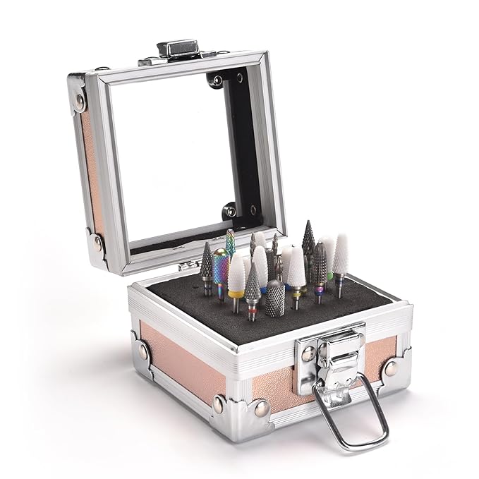 Nail Drill Bits Box Container 25 Hole Professional Nail Sander Storage Box Nail Art Tools Storage Container Nail Art Tools for Nail Art Sander Drill Bits Display Container (Aurora)