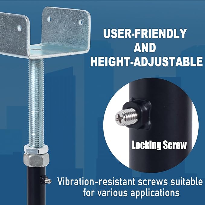 2 Pack U-Shaped Floor Jack for 4x2, 4x4, 4x6 Joists - Adjustable Steel Telepost with U-Head, Mini Screw Jack, Post Jack.9-13 Inch Adjustment Range.
