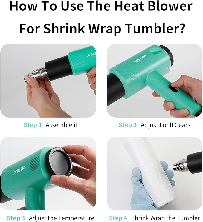 PYD Life Heat Blower Gun for Sublimation Blanks Shrink Wrap Film 110V Hot Air Gun for Shrink Wrap Temperature Control with 2-Temp Settings