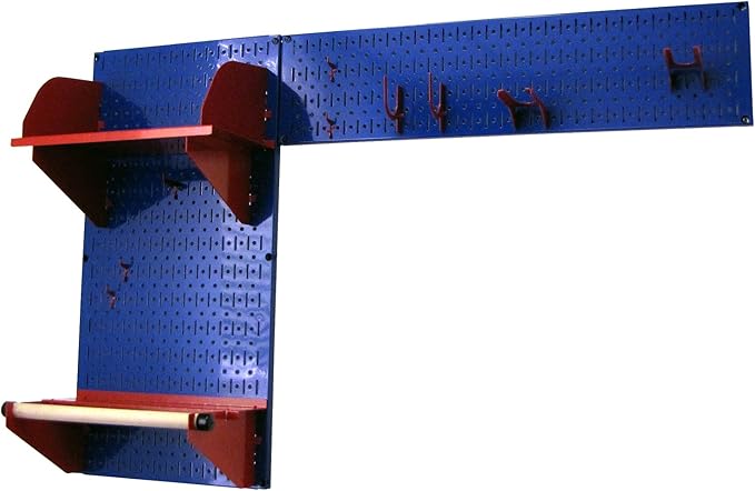 Wall Control Pegboard Garden Supplies Storage and Organization Garden Tool Organizer Kit with Blue Pegboard and Red Accessories