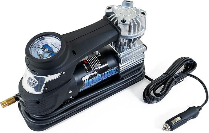 HornBlasters X1 Portable Air Compressor – 12V, 120 PSI Tire Inflator for Trucks & Cars – Compact, Heavy Duty, Fast Inflation