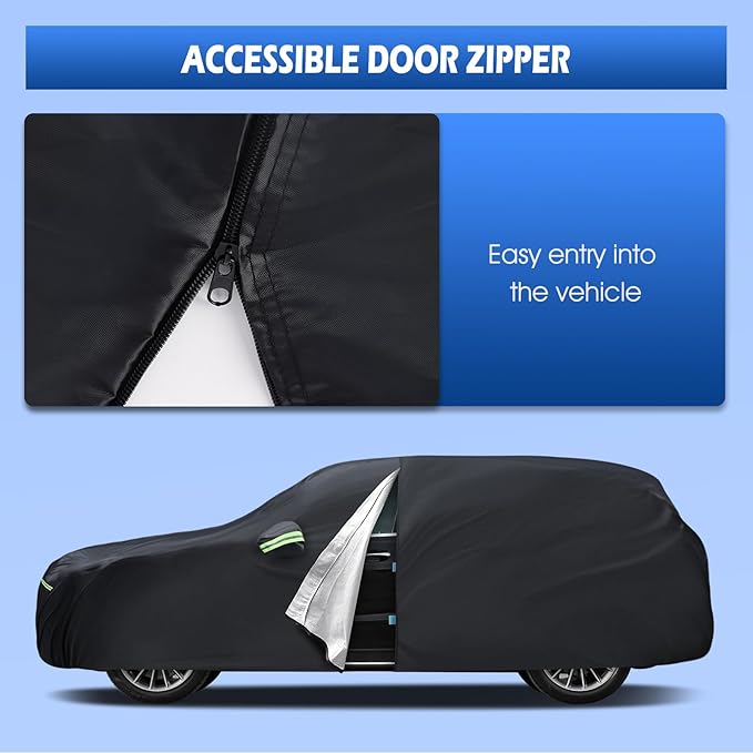 Car Cover Fit for Mercedes Benz E-Class Sedan E300 E350 E450/E43 E53 E63 AMG (2006-2026), Migaven Waterproof Full Exterior Cover Sun Rain Protection with Door Zipper, Black