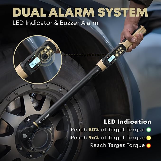 Digital Torque Wrench 1/2 Drive, 12.5-250.7 ft·lb (17-340N.m) ±1% Accuracy Electronic Torque Wrench with Buzzer and LED Heavy Duty Torque Wrench Set with Socket for Car Repair Trucks large machinery