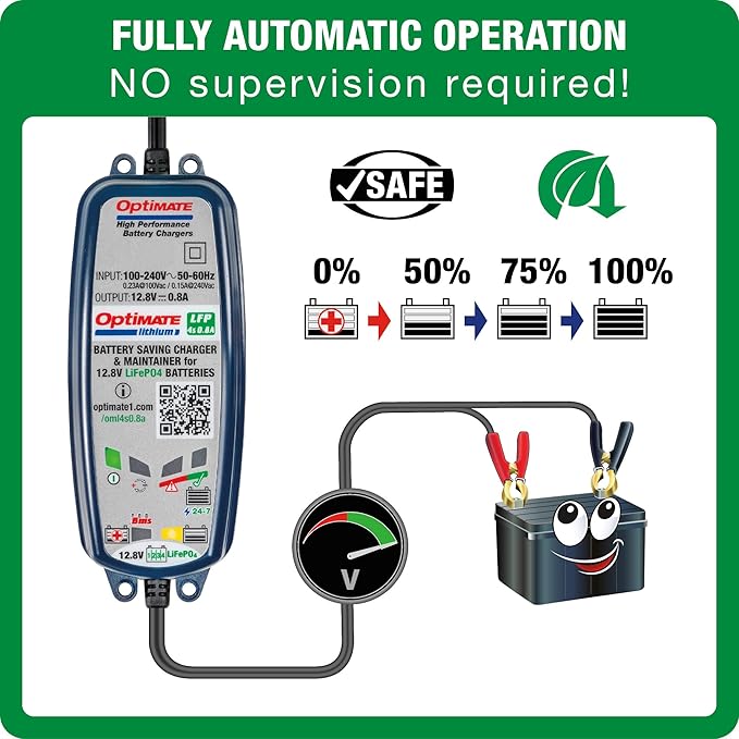 OptiMATE Lithium 4s 0.8A, TM-471, 8-step 12.8V 0.8A sealed battery saving charger & maintainer