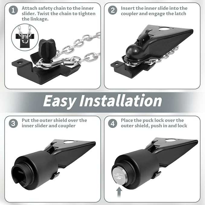 Upgraded Trailer Lock, Fits 2-5/16 Inch Coupler Heavy Duty Anti-Theft Trailer Hitch Lock, Accessories for RV/Boat/Trailer