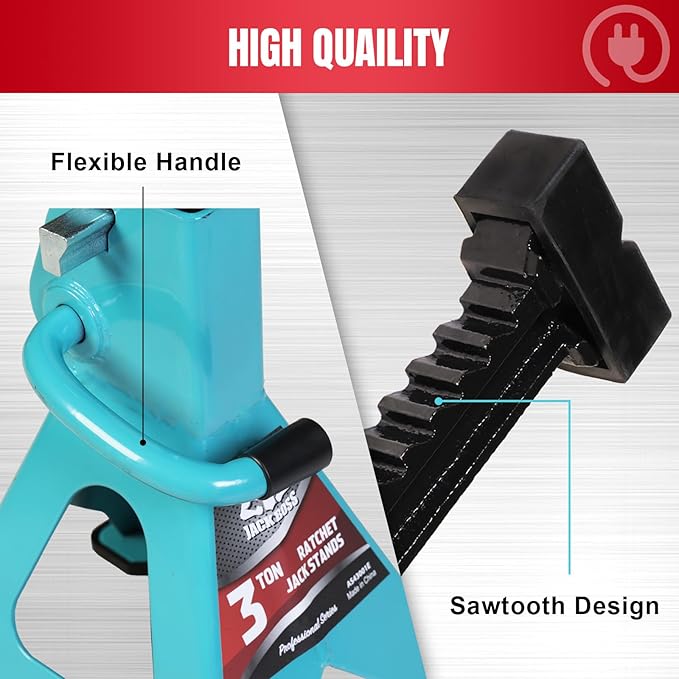 Jack Boss Floor Jack 4 Ton Hydraulic Low Profile Jack with Dual Piston Quick Lift Pump and 3 Ton (6600 LBs) Adjustable Ratchet Car Lifting Jack Stand with Dual Secure Pins