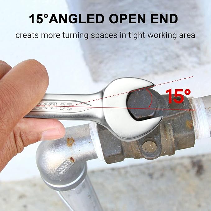 Jetech 25mm Combination Wrench, Industrial Grade Cr-V Steel Spanners with Precise 12 Point Opening, Off-Corners Design