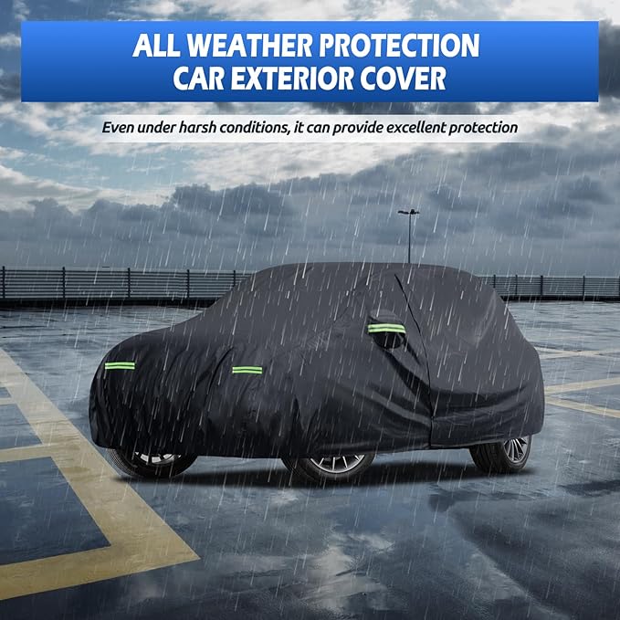 Car Cover Fit for Mercedes Benz E-Class Sedan E300 E350 E450/E43 E53 E63 AMG (2006-2026), Migaven Waterproof Full Exterior Cover Sun Rain Protection with Door Zipper, Black