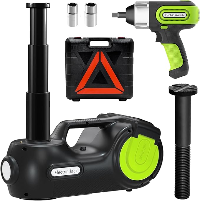 E-HEELP Electric Car Jack Kit 5Ton 12V Hydraulic (Lifting Range: 6.1-20.86 inch) with Impact Wrench & Inflator for Car SUV Sedan MPV with LCD & Tire Pressure Display
