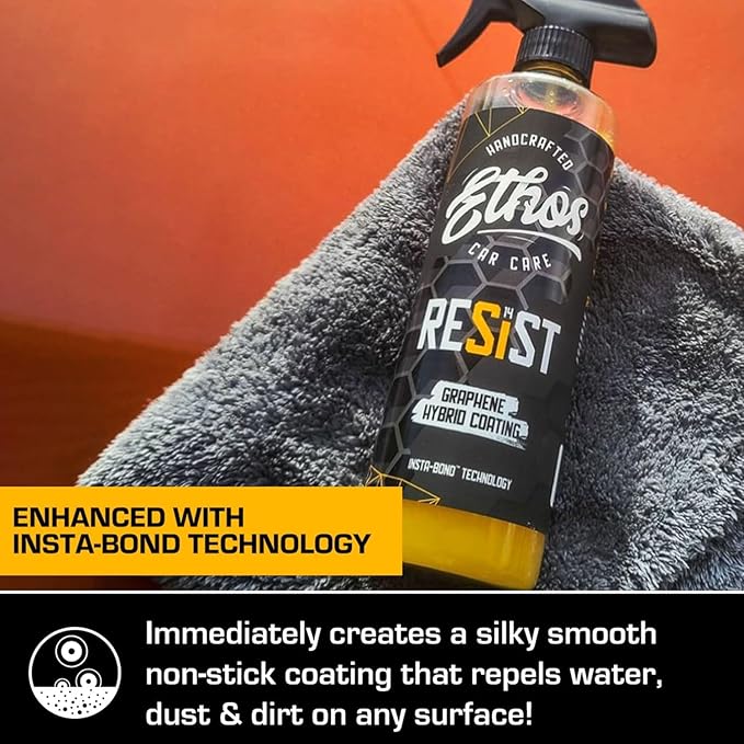 Resist Graphene Spray Coating - UV Ceramic Coating for Cars - Advanced 2-in-1 Hybrid Formula for Incredibly Slick, Glossy Finish - Graphene Ceramic Coating Protection for Car, Boat, RV (16oz (2 Pack))