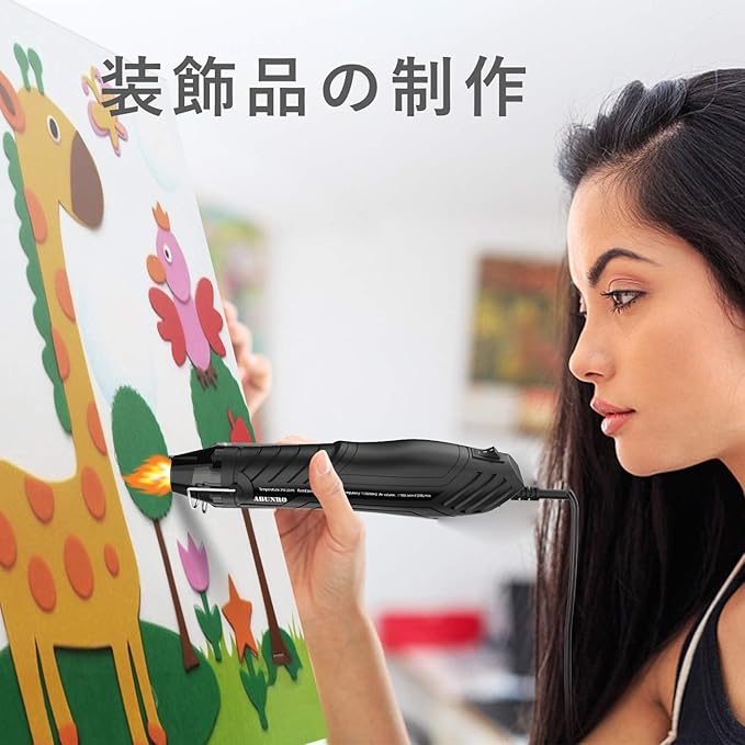 Mini Heat Gun, 2-Temp Settings 482℉ & 662℉（250℃& 350℃), 6.6FT Long Cable Fast Heat Hot Air Gun Tool with Reflector Nozzle, Overload Protection for Crafting, Vinyl Wrap and Shrink Tubing (Black)