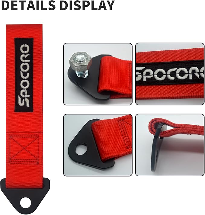 Heavy Duty Racing Tow Strap JDM – Red Nylon Tow Strap for Track, Off-Road, and Decoration (Red)