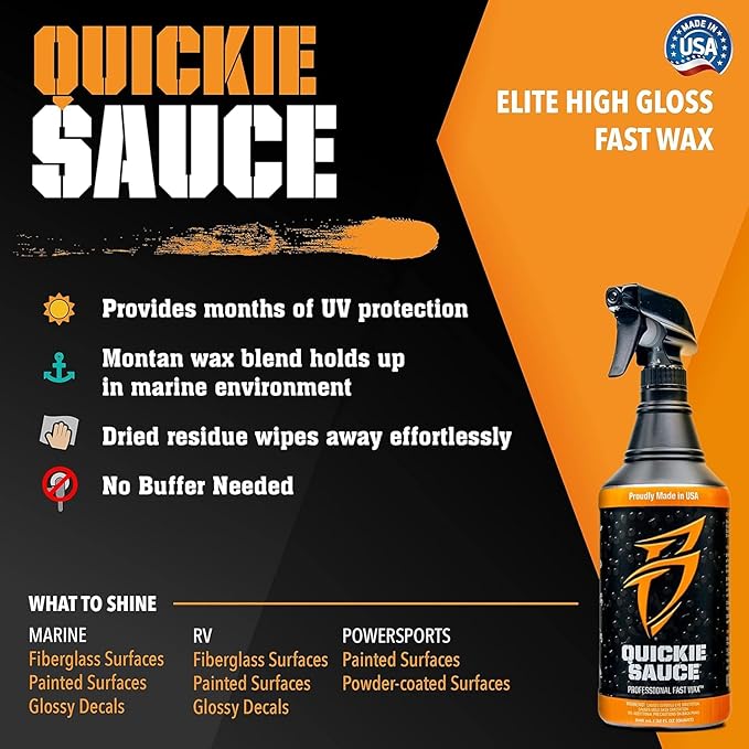 Boat Bling Quickie Sauce, High-Gloss Fast Wax, Bio-Degradable and Long Lasting, for Boats, Cars, ATVs, 20 oz.