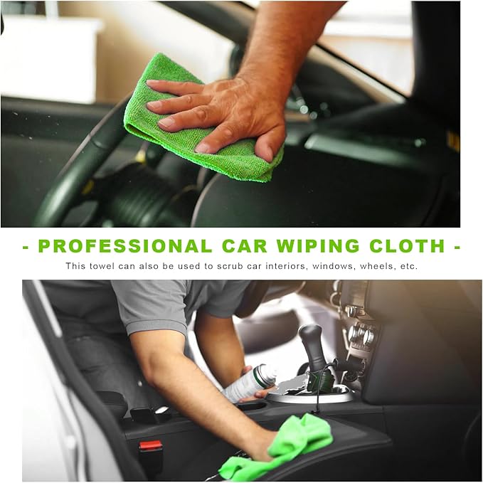 12PCS Microfiber Cleaning Cloths, 12"×12" Soft Absorbent Streak-Free Car Drying Towels, Scratch-Proof Lint Free Rags All Purpose Wash Cloth for Cars Houses Windows Kitchen