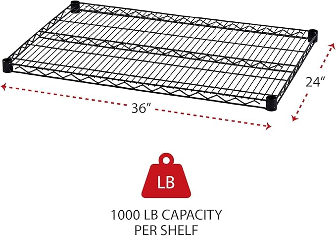 Alera ALE Industrial Wire Shelving Extra Wire Shelves, 36w x 24d, Black (Case of 2 Shelves)