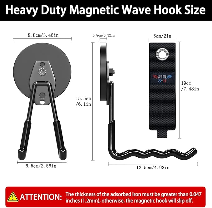3-H Hook Magnets Heavy Duty 2 Large,2 Small,J Shape Strong Magnetic Hooks for Hanging Cordless Power Drill,Utility Magnetic Tool Holder for Metal Cabinet,Steel Pegboard Workshop,Toolbox,Garage(Grey)
