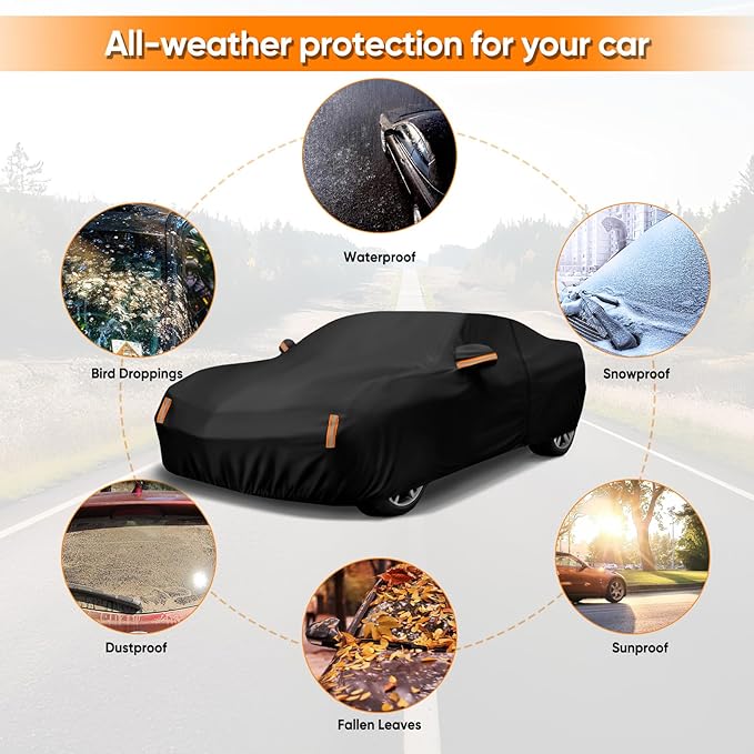 Car Cover Custom Fit for Chevy Camaro 2010-2026, Outdoor Waterproof All Weather Heavy Duty Full Exterior Cover for Sun Rain Snow UV Dust Protection with Door Zipper