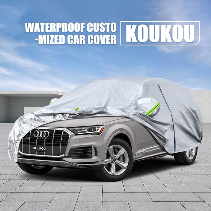 Koukou SUV Car Cover Custom Fit Audi q7 2005-2025, Waterproof All Weather for Automobiles, Sun Rain Dust Snow Protection. (Ships from US Warehouse, Arrive Within 3-7 Days)