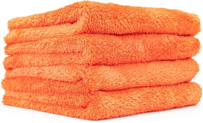 The Rag Company - Eagle Edgeless 500 (4-Pack) Professional Korean 70/30 Blend Super Plush Microfiber Detailing Towels, 500GSM, 16in x 16in, Orange