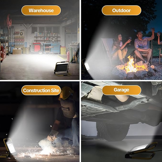 AIKVSXER 7200LM Led Work Light, 60W 6000K Portable Flood Light with 5.9FT Cord & Switch, IP66 Waterproof Worklight for Indoor Outdoor Job Site Repairing Garage Workshop, Gifts for Man