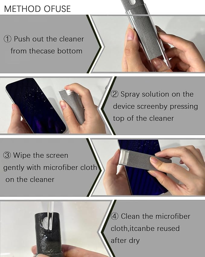Screen Cleaner Car Screen Cleaner Spray and Wipe Mini Cleaning Kit for Travel Car Display iPhone iPad Computer Laptop Tablet MacBook Cell Phone Eyeglasses