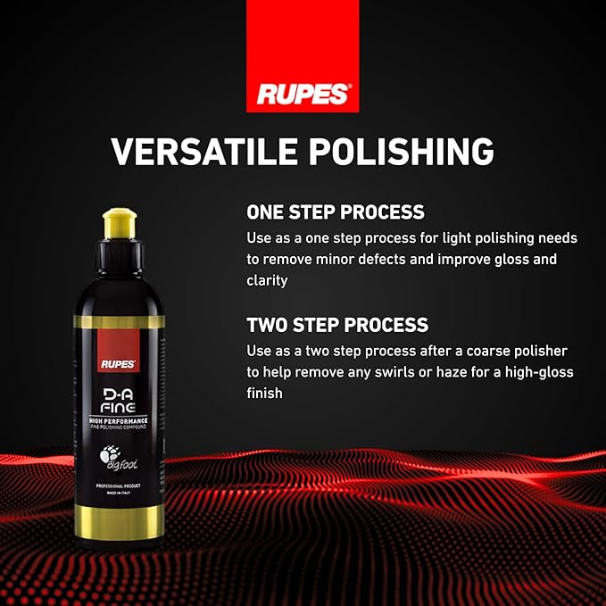 RUPES 9.DAFINE250 Pack of 12 Yellow 250 ml D-A Fine High Performance Fine Polishing Compound for Car Detailing & Removing Scratches | Light Defect Removal | Reduces Oxidation and Removes Swirl Marks