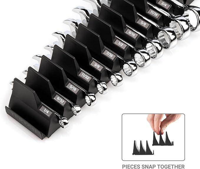 TEKTON Stubby Combination Wrench Set with Modular Organizers, 11-Piece (1/4-3/4 in.) | WCB95401