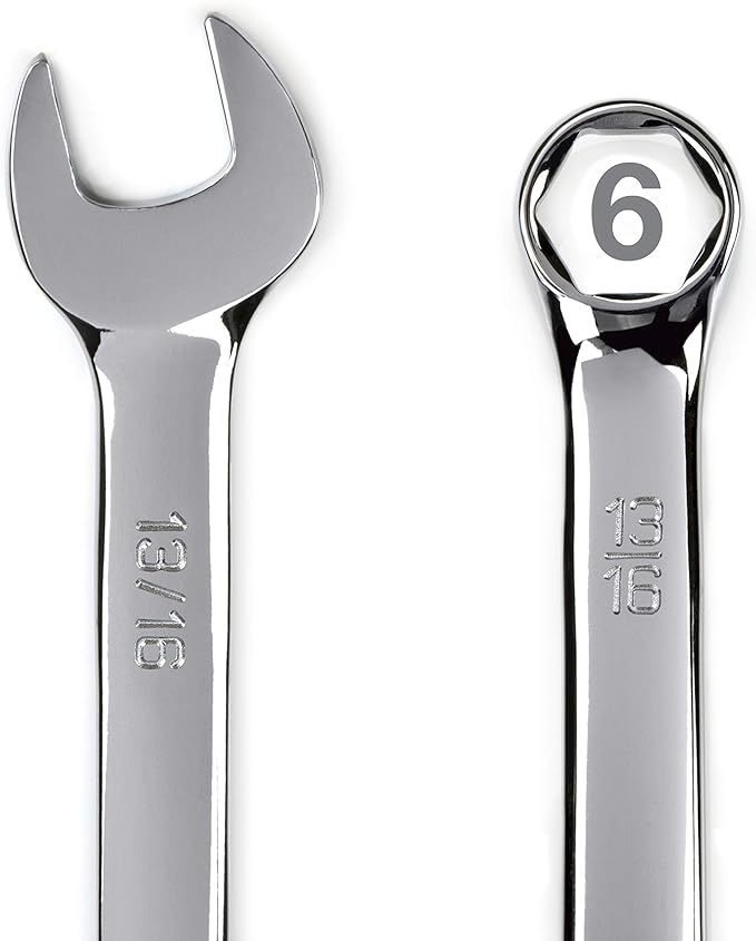 Steelman Pro 13-Piece SAE 6-Point Combination Wrench Set, 1/4, 5/16, 3/8, 7/16, 1/2, 9/16, 5/8, 11/16, 3/4, 13/16, 7/8, 15/16, and 1-inch Sizes, Full Polish Chrome