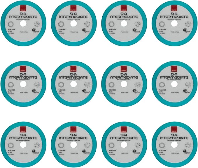 RUPES 9.DA100B Pack of 12 Light Blue D-A Intermediate Foam Polishing Pads 100mm | Ideal for Paint Correction & Gloss Enhancement | Improves Cutting Performance | Compatible with 4" Backing Plate
