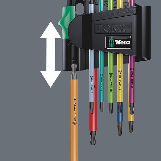 Wera 05022534001 950/7 Hex-Plus Multicolour Magnet 1 L-key set, metric, BlackLaser, 7 pieces