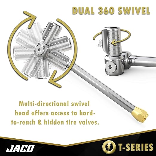 JACO FlowPro Digital Tire Inflator Gauge (200 PSI) with Lock-on Dually Air Chuck (Bundle Kit)