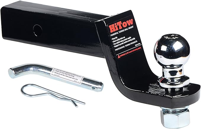 HiTow Trailer Hitch Loaded Ball Mount Class III/IV 3-1/4" Drop with 2" Hitch Ball & 5/8" Pin Kit (GTW 5,000 lbs)