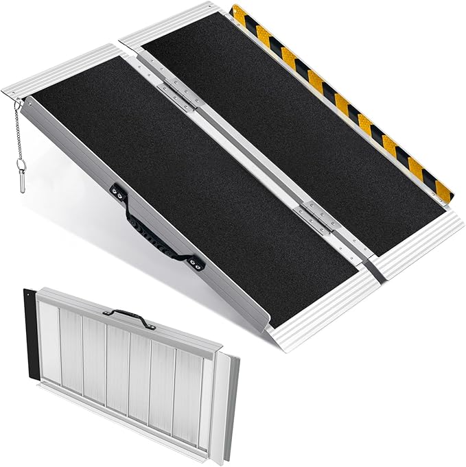 3FT Portable Wheelchair Ramp, Non-Slip Aluminum Folding Handicap Ramp for Home Steps, Stairs, Threshold and Doorways, Scooter Ramps, 800LBS Capacity