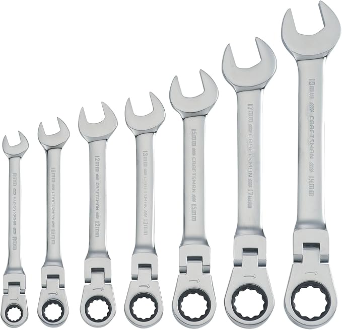CRAFTSMAN Ratchet Set, 7-Pack, 72-Tooth, 180 Degree Flexi Head Design, Solid Chrome Finish (CMMT87009)