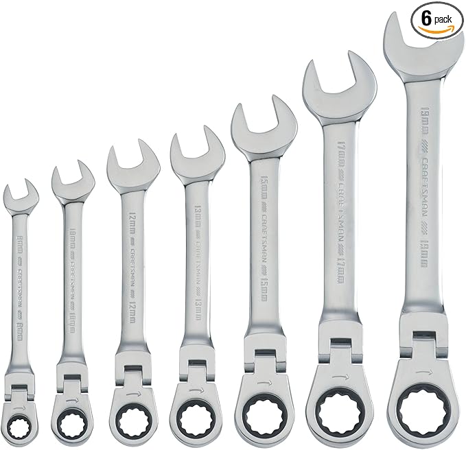 CRAFTSMAN Ratchet Set, 72-Tooth, 180 Degree Flexi Head Design, Solid Chrome Finish (CMMT87009), 7 Count (Pack of 6)