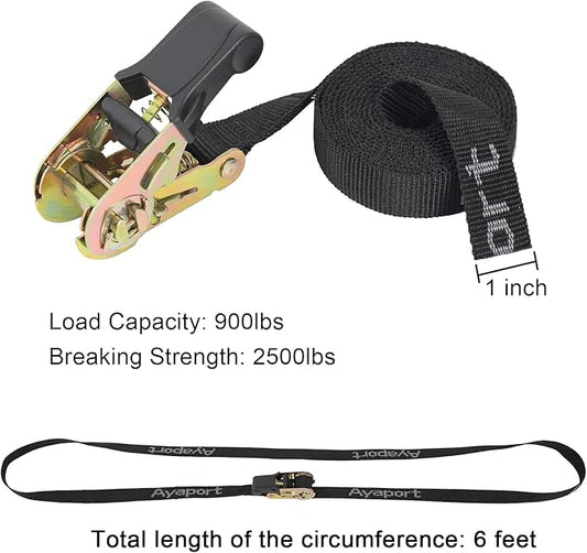 Ayaport Endless Ratchet Strap 1 inch 6 feet 2500LBS Break Strength (no Hook) Small Short Ratcheting Tie Down Motorcycle Car Roof Rack Trailer Cargo Straps